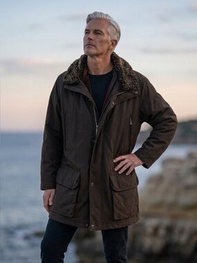 Joseph & Feiss Jacket Size XXL Brown Winter Coat Sherpa Collar